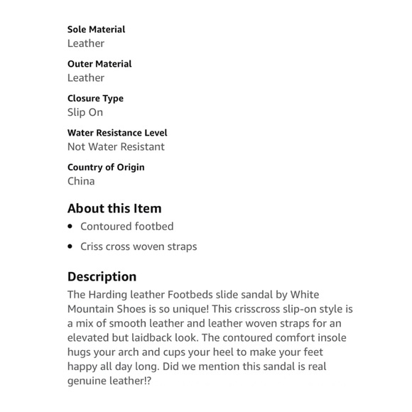 NIB WHITE MOUNTAIN Women’s Leather ‘Harding’ Footbed Sandal in Brown - Sz 6 - Picture 6 of 6